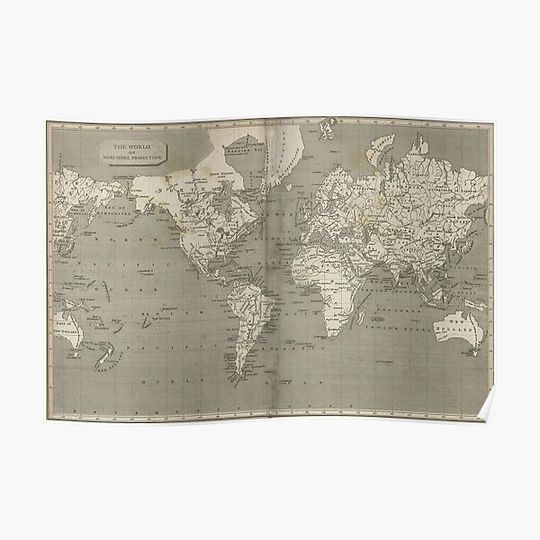 Discover Vintage Map of the World (1820) 2 Premium Matte Vertical Poster