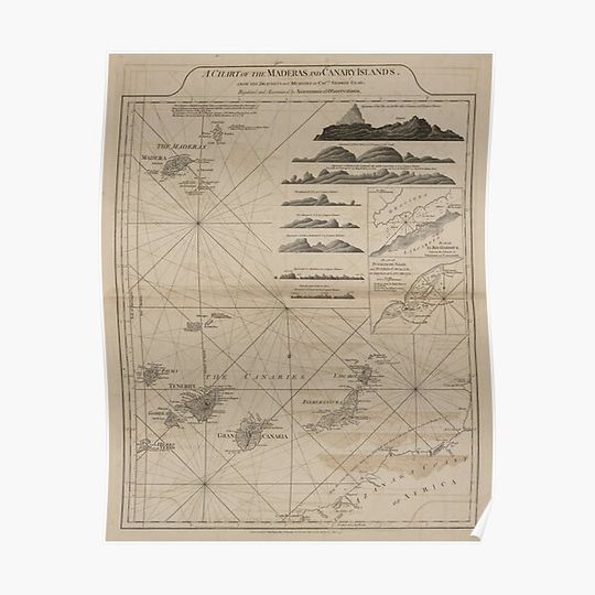 Discover Vintage Canary Islands Map (1775) Premium Matte Vertical Poster