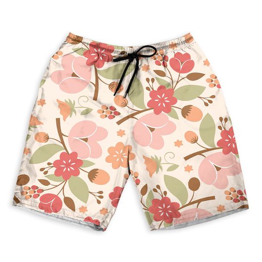 Discover Cherry Blossom Men Beach Shorts, Hawaiian clothes,