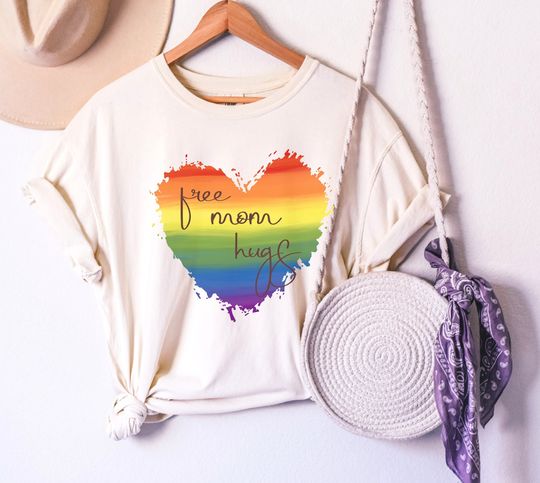 Discover Free Mom Hugs T-Shirt, Ally Mom Apparel, Rainbow Gay Pride T-Shirt, Lgbtq Proud Parent Shirt, Equality Gifts