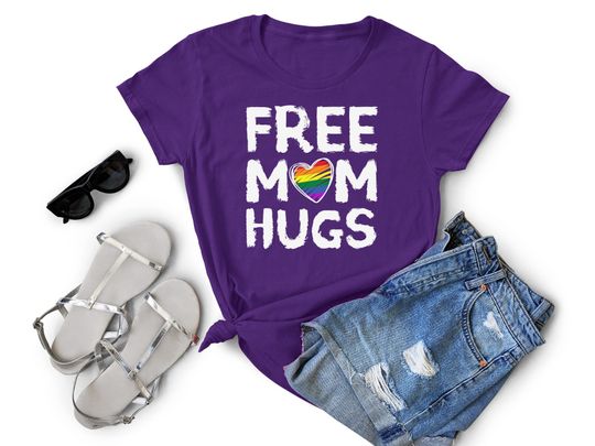Discover Free Mom Hugs Shirt, Equality Shirt, Colorful Mom Shirt, Equal Rights Shirt, Pride Month