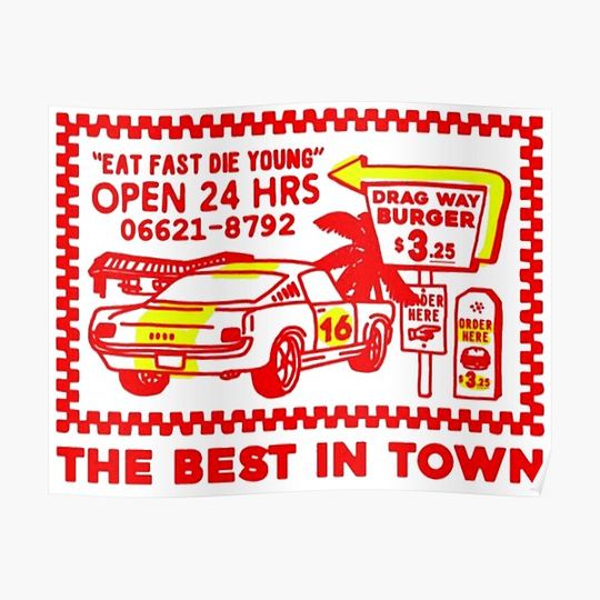 Discover DRAG WAY BURGERS Premium Matte Vertical Poster
