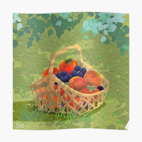 Discover Forage basket- fresh fruits Premium Matte Vertical Poster