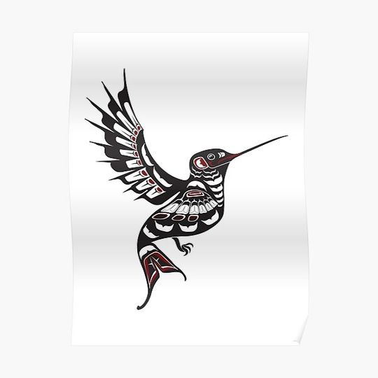 Discover Pacific Northwest Hummingbird native american salish formline art colibrí Premium Matte Vertical Poster