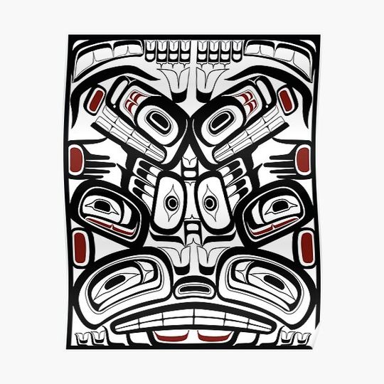 Discover Pacific Northwest Orca Raven Bear totem Formline Hiada Salish style first nations native american Premium Matte Vertical Poster