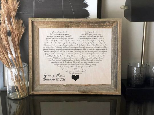Discover Printed Wedding Song Lyrics Wooden Anniversary Gift