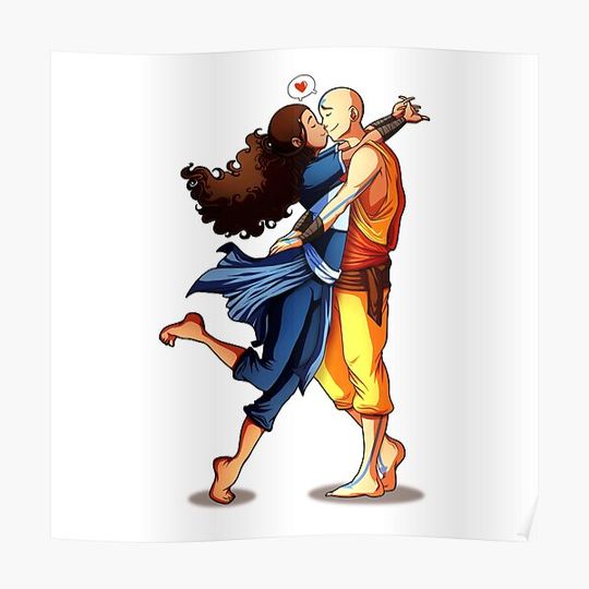 Discover Katara and Aang Premium Matte Vertical Poster