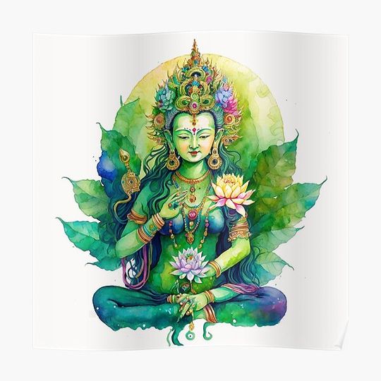 Discover Green Tara Meditating Premium Matte Vertical Poster