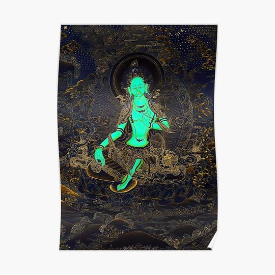 Discover Green Tara Syamatara Buddhist Thangka Premium Matte Vertical Poster