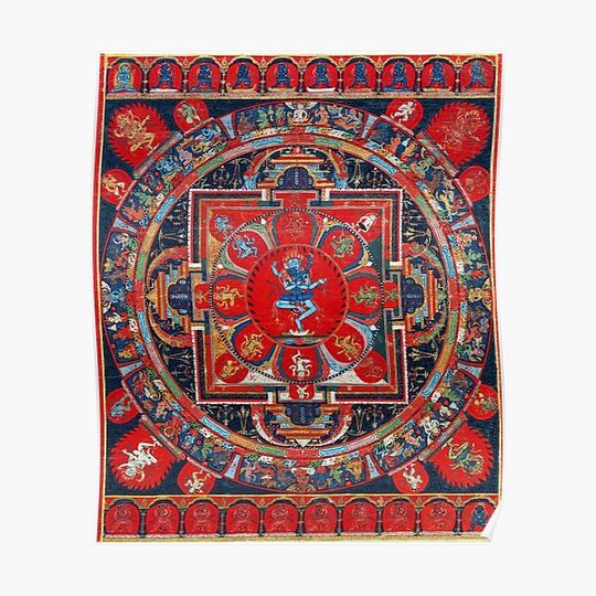 Discover Hevajra Mandala (Tibetan Buddhism, Restored Artwork) Premium Matte Vertical Poster