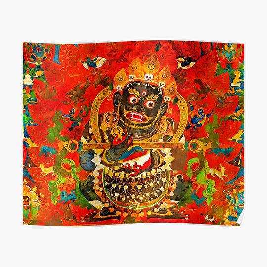 Discover Mahakala Thangka Tibetan Art Inspired Premium Matte Vertical Poster