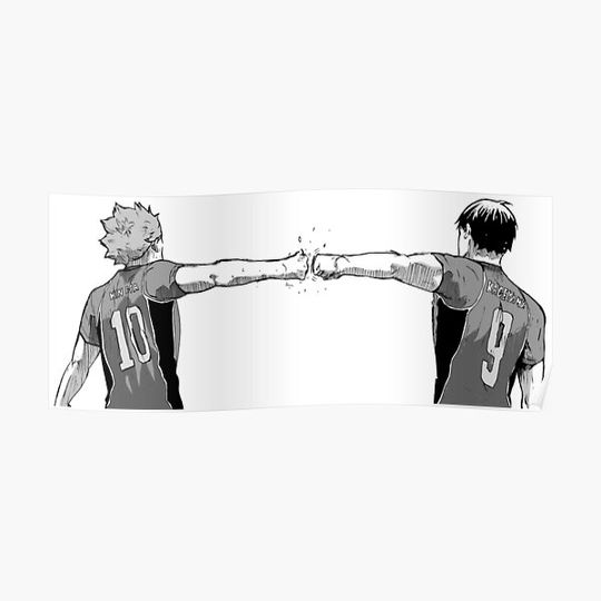 Discover Hinata and Kageyama Fist Bump Premium Matte Vertical Poster