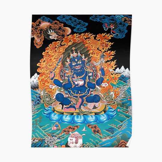 Discover Four-Armed Mahakala Buddhist Thangka Premium Matte Vertical Poster