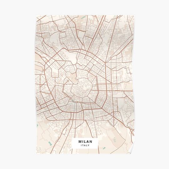 Discover Milan, Italy Map (Theme 2) Premium Matte Vertical Poster