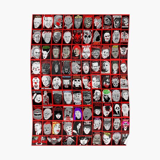 Discover Faces of Horror Collage art Premium Matte Vertical Poster