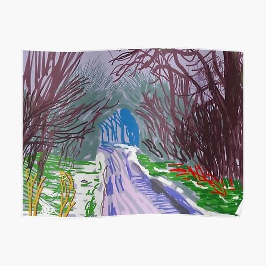 Discover David Hockney » , Spring Time » lithograph - Certificate, Signed, Top! Wall art, Pop art Premium Matte Vertical Poster