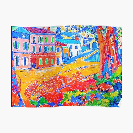 Discover Restaurant de la Machine at Bougival by Maurice de Vlaminck ( famous Fauvist painting.) Premium Matte Vertical Poster