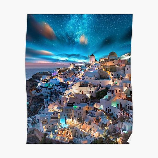Discover Santorini, Greece Premium Matte Vertical Poster