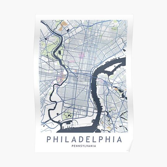 Discover Philadelphia City Map USA Pennsylvania Gift Premium Matte Vertical Poster