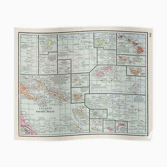 Discover Vintage Map of The Islands of the Pacific (1901) Premium Matte Vertical Poster