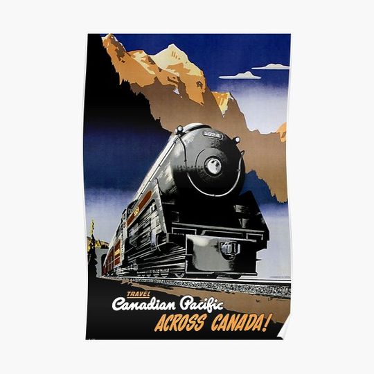 Discover Canadian Pacific Railway -  Peter Ewart 1947 - Vintage Travel Premium Matte Vertical Poster