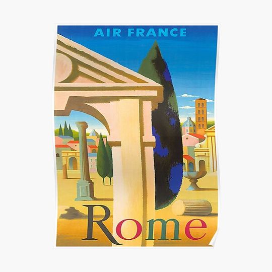 Discover Rome Italy Vintage Travel Poster Premium Matte Vertical Poster