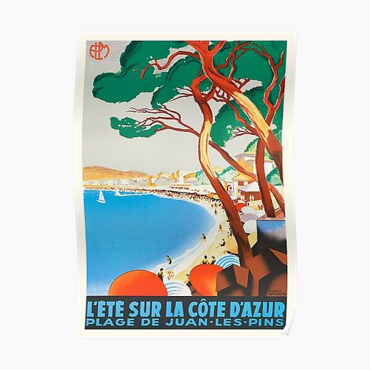 Discover Juan les Pins, France - Vintage Travel Poster Premium Matte Vertical Poster