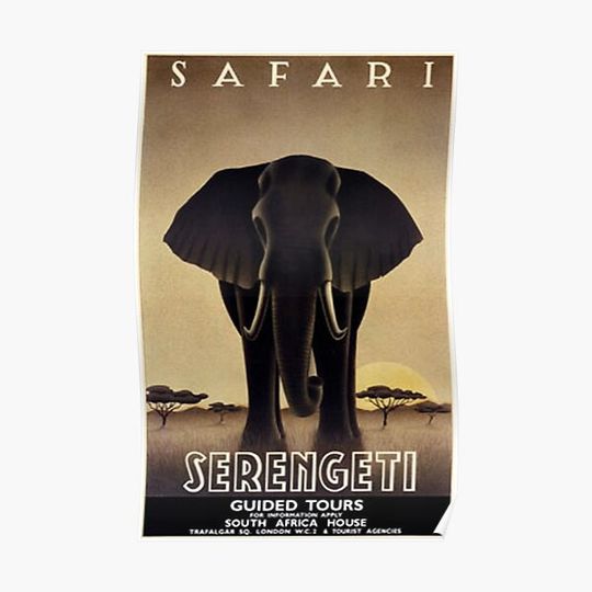 Discover Vintage Travel Poster: Serengeti Tanzania Safari Premium Matte Vertical Poster