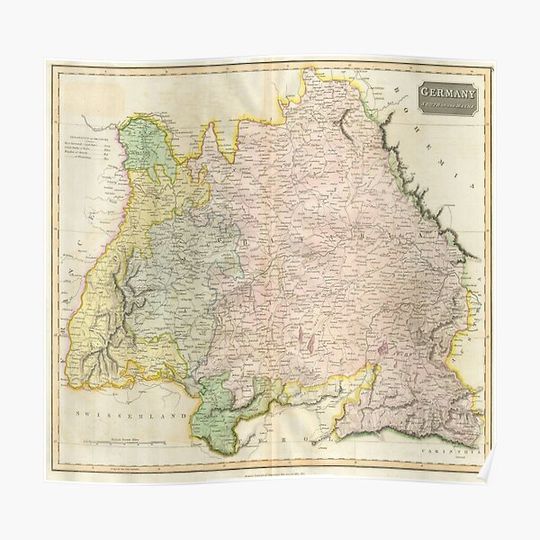 Discover Vintage Map of Bavaria Germany (1814) Premium Matte Vertical Poster