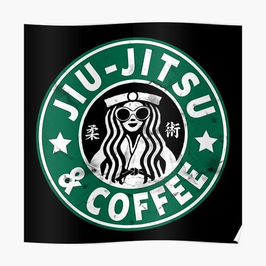 Discover JIU JITSU AND COFFEE FUNNY BRAZILIAN JIU JITSU Premium Matte Vertical Poster