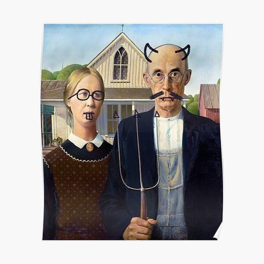 Discover Vandalized art - american gothic Premium Matte Vertical Poster
