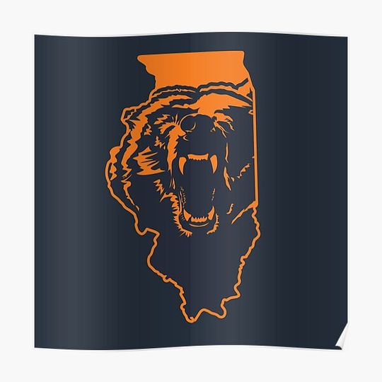 Discover Chicago Bears Illinois football State Outline Premium Matte Vertical Poster