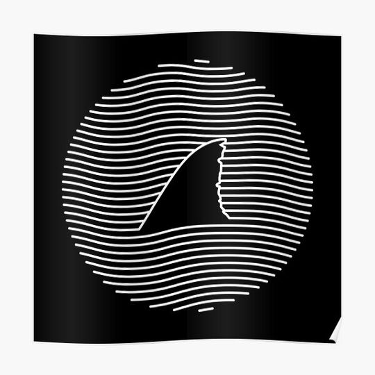 Discover Awesome Shark Fin Line Art Shark Lover Gift Premium Matte Vertical Poster