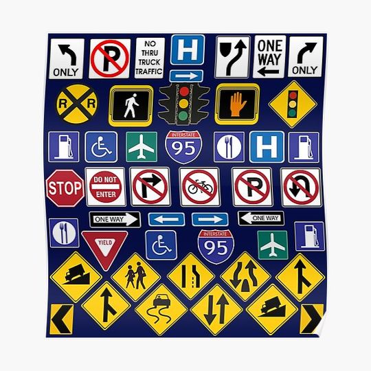 Discover Road Signs, Regulations Signs Premium Matte Vertical Poster