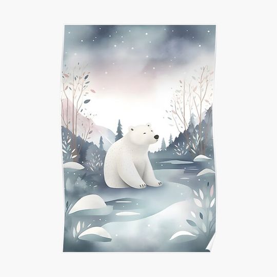 Discover Whimsical Polar Bear Art for Children's Rooms Premium Matte Vertical Poster