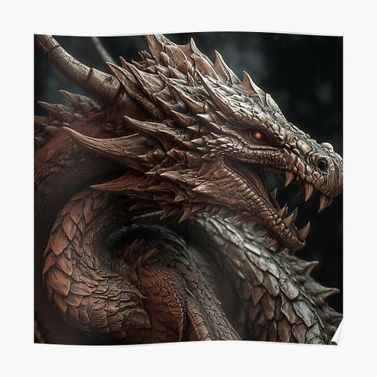 Discover An evil dragon with red eyes. Premium Matte Vertical Poster