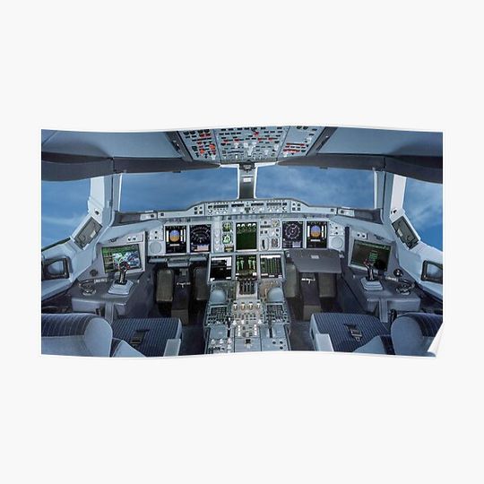 Discover Airbus A380 Cockpit Premium Matte Vertical Poster