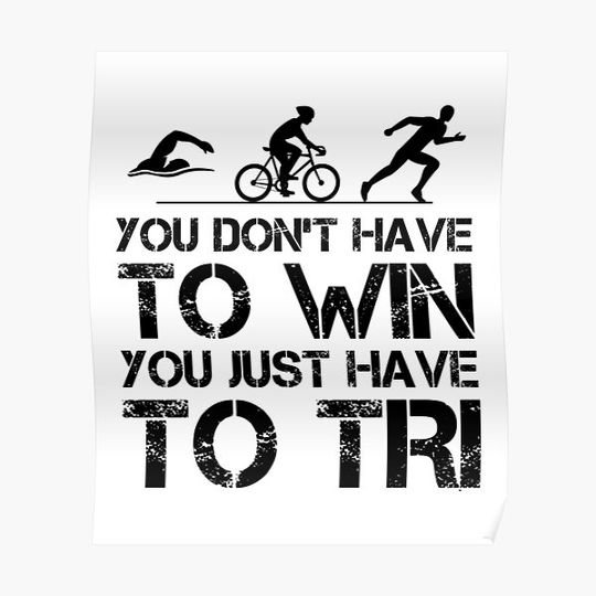 Discover Swim Bike Run Triathlon Triathlete Athletics Funny Premium Matte Vertical Poster