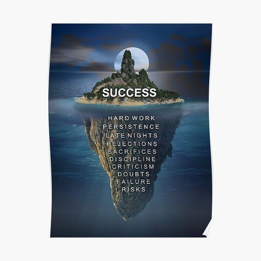 Discover Island  Berg Night Entrepreneur Motivation Premium Matte Vertical Poster