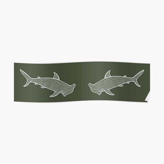 Discover Hammerhead Sharks in Love - cool animal design (on khaki) Premium Matte Vertical Poster