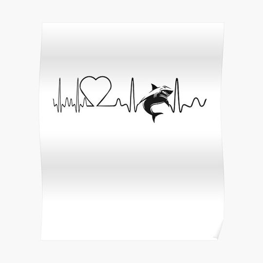 Discover Great White Shark Heartbeat Premium Matte Vertical Poster - Unique Gift