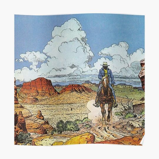 Discover jean giraud moebis riding in the desert Premium Matte Vertical Poster