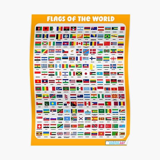 Discover Flags Of The World With Names Premium Matte Vertical Poster