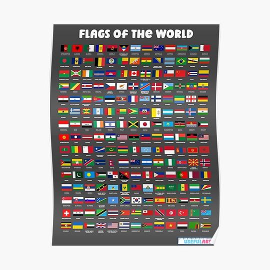 Discover Flags Of The World With Names Premium Matte Vertical Poster