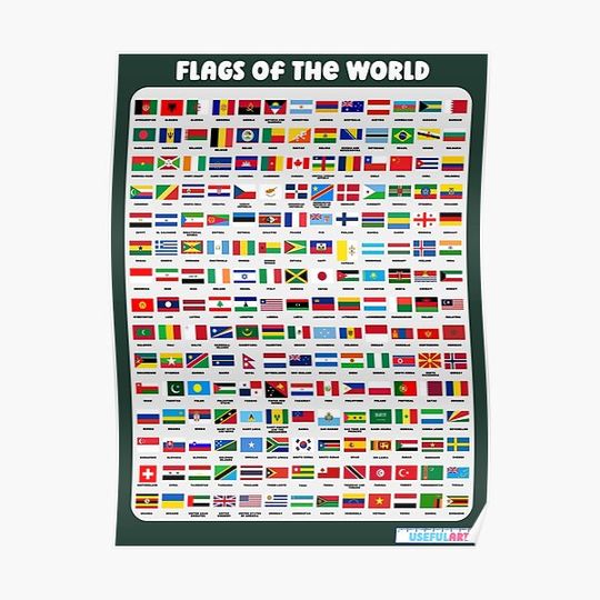Discover Flags Of The World With Names Premium Matte Vertical Poster