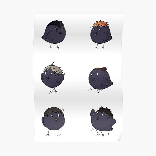 Discover Chibi Crow Sticker Pack 1/2 Premium Matte Vertical Poster