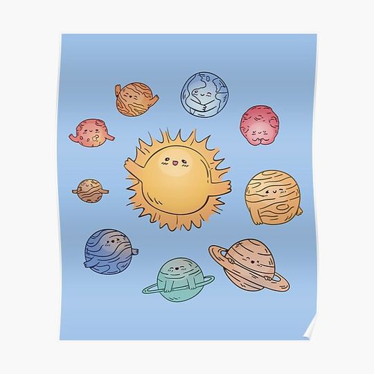 Discover Cute solar system with planets Premium Matte Vertical Poster