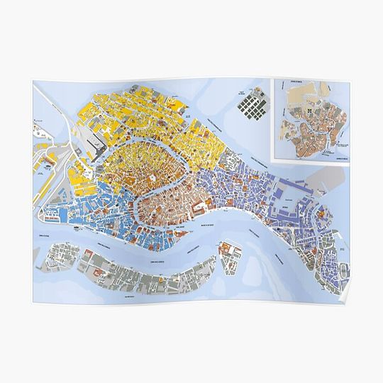 Discover Old Vintage map of Venice Italy Premium Matte Vertical Poster