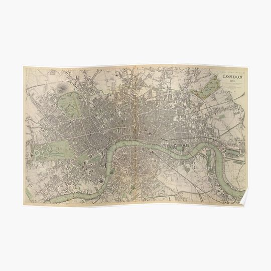 Discover Vintage Map of London England (1843) Premium Matte Vertical Poster