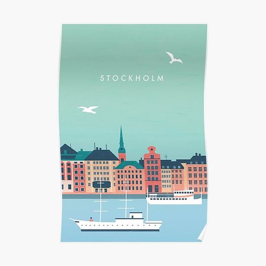Discover Stockholm Travel Poster Premium Matte Vertical Poster